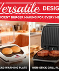 SugarWhisk 1200 Watt Electric Indoor Hamburger Grill Press With Nonstick Plates Panini Maker showing bread warming and grill plates.