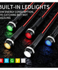 Five Pack 8mm LED Flat Head Metal Indicator Lights Prewired 5 to 24V IP65 Waterproof Rugged Panel Indicators For Auto Dashboards Industrial Equipment And Outdoor Gear, RGBYW