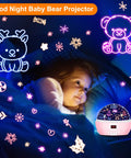 Child enjoying moon and stars with Star Light Rotating Projector For Kiddo Crew, Moon And Stars Night Light with 4 LED Bulbs, white.