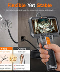 Dual Lens Articulating Borescope With 1080P Endoscope Camera, Two Way Flex Probe, 5.3ft Semi Rigid Cable For Engines, Pipes, HVAC Ducts And Industrial Equipment See Hidden Damage Clearly, handheld monitor