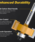 Pro Grade One Quarter Inch Shank Rabbet Router Bit Set With Six Bearings And One And Three Eighths Inch Cutting Diameter YG8 Carbide