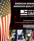 Industrial 3 Gallon Sprayer With Tri Poxy Steel Tank 18 Inch Brass Wand 36 Inch Reinforced Hose Brass Nozzle And Shut Off Heavy Duty Sprayer For Landscaping And Professional Use Made In The USA with American flag and branding.