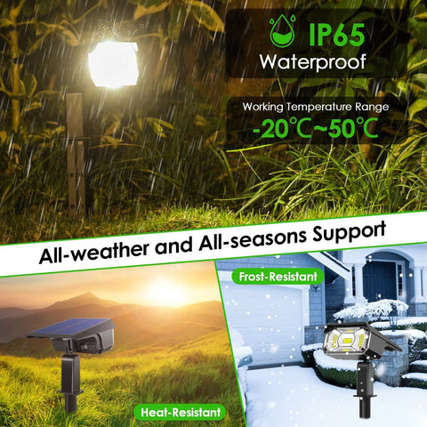 8 Pack Solar Spot Lights Outdoor With 40 LEDs USB Powered and Solar Powered, 3 Lighting Modes Warm White Auto On Off IP65 Waterproof Garden Landscape Spotlight for Trees Flags Fences and Yards