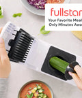 Using the Must Have All In One Veggie Chopper With Spiralizer And Bowl Time Saving Food Chopper for slicing zucchini.