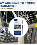 Wheel Scratch Repair Kit For Cars Rim Touch Up Paint Pen In Silver Curb Rash Repair For Metal Wheel Scratches Dents And Scuffs Quick Easy Restoration shown with car rims.