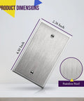 Heavy Duty Stainless Steel Blank Wall Plate 1 Gang 4.50 by 2.76 Inches, Corrosion Resistant UL Listed 430 Stainless, Durable Metal Outlet Cover shown with dimensions