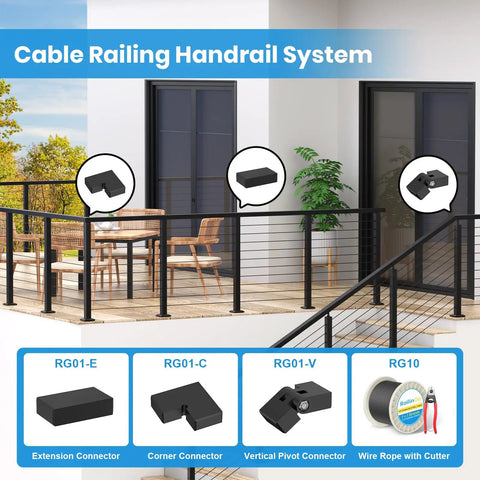 6 Ft Rectangular Cable Railing Handrail In Black Stainless Steel With Nylon End Caps For Stair And Deck Cable Railing Systems Premium 304 Stainless Steel For Tough Corrosion Resistance Weatherproof No Fuss Install