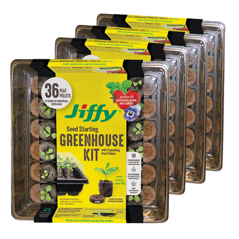 All In One Seed Starting Tray Kit With 36 Peat Pellets, Clear Dome, And Reusable Plastic Grow Tray, Pack of 4