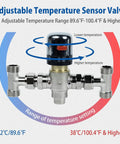 Adjustable Temperature Sensor Valve for Instant Hot Water Recirculating Pump Kit with stainless steel construction.