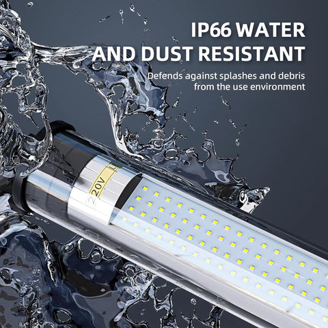 Explosion Proof LED Work Light For CNC Machines And Workshops, 110-220V IP68 Waterproof Aluminum Tube Light submerged in water.