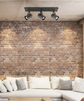 Williamsburg 3-Light Track Lighting With Dark Wood Finish And Metal Accents, Rustic Industrial Style lighting in cozy living room