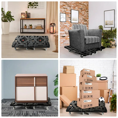Heavy Duty Flat Dolly Movers Two Pack Hella Beefy Polypropylene Frame 880 Pound Capacity Smooth Gliding Floor Guards Sturdy Pallet Sliders For Couches Refrigerators And Big Appliances Minimal Effort