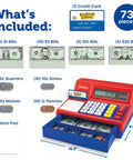 Pretend And Play Calculator Cash Register Toy For Kids And Toddlers With Solar Powered Calculator Cash Drawer Play Money And Credit Card Set For Shopping Store Playset Educational Preschool Math Fun set with 73 pieces