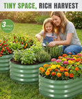 Galvanized Raised Garden Bed Kit Three Pack Outdoor Metal Planters 4x2x1 Ft Oval Beds For Vegetables Herbs And Flowers Rust Resistant