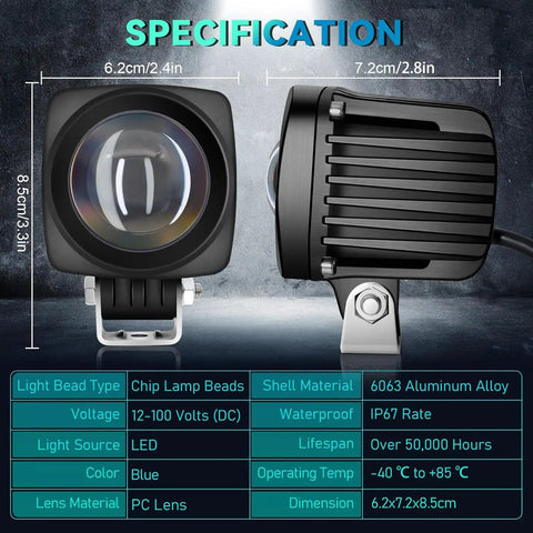 Super Bright Led Forklift Safety Light With Blue Pedestrian Warning Spotlight, Heavy Duty Warehouse Caution Lamp Featuring Rock Solid Build, Two Pack Bundle Delivering Straight Up Serious Site Protection