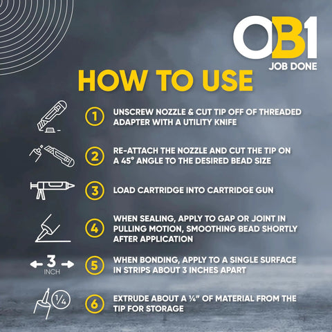 How to use Heavy Duty Black Caulk Sealant And Quick Cure Adhesive Waterproof Multi Surface Bonding Compound instructions.