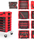 248-Piece Tool Set In A Modular Stacking Tool Cart With Six Drawers For Garage Organization, Quick Access, And L-BOXX System Compatibility