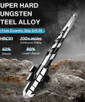 4-Flute tungsten steel drill bit for rotary hammers on rocky surface with performance metrics.