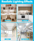 Realistic lighting effects in study desk, kitchen, office, and supermarket settings with Linkable 2Ft LED Shop Light 18W