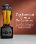 Real Deal Kitchen Workhorse Professional Grade Blender With Sixty Four Ounce Container Killer Motor For Smooth Consistent Blends Perfect Soups Sauces And Frozen Desserts Quick Rinse Clean Matte Black with yellow smoothie in jar.