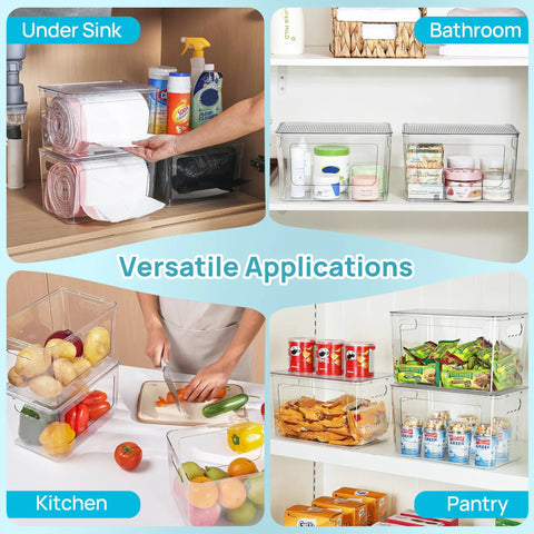 No Fuss Stackable Trash Bag Dispenser 2 Pack Clear Plastic Garbage Holder With Secure Locking Lid And Non Slip Base For Quick One Handed Swaps And Tidy Everyday Countertops