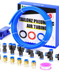 14mm OD 10mm ID PU Air Hose 16.4 Ft 5 Meter Ultra Flexible Blue Pneumatic Tube with connectors and fittings