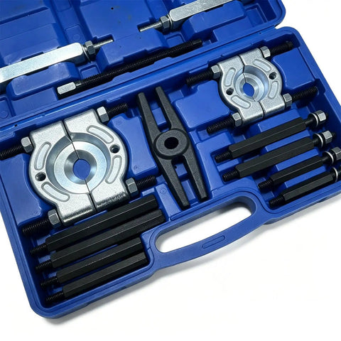 Professional Grade 14 Piece Automotive Bearing Puller Kit With Dual Disc Separator Aid To Remove Bearings Safely For Cars Or Motorcycles Great For Wrenching Fans Who Want Fast Results Using A Killer Puller Kit For Trucks And Bikes, blue case