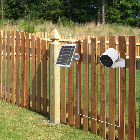 Solar Panel For Outdoor Security Camera Keeps Your SimpliSafe Outdoor Cam Juiced Round The Clock With Built In 2200mAh Battery Aluminum Alloy Frame Durable Silver Finish