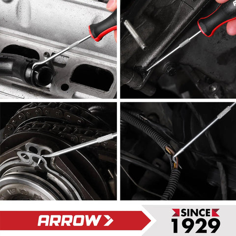 4 Piece Precision Hook And Pick Set With Pouch For Auto Repair Mini Pick Tools showing usage in automotive repairs.
