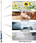 High Pressure Power Washer Wand With Hydro Jet Spray showing uses: watering flowers, bathing pet, washing car, scouring ground.