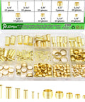 Ruibapa brass compression sleeves set with ferrules and inserts in clear case, 230 pieces, sizes 1/8-1/2 in.