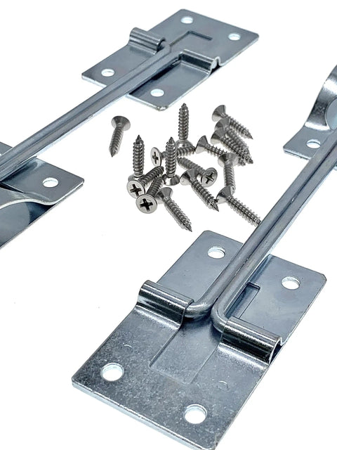 6 Inch T Entry Latch Zinc Iron Trailer Door Retainer For RV Two Pack, zinc iron construction with screws