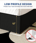 Ultra Legit Comfy Queen Bed Frame With Adjustable Corduroy Headboard And Sleek Black Platform Design For Your Bedroom Glow Up easy low profile design with 12-inch height