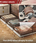 Tiny Fixed Drawer Casters 0.5 Inch Non Swivel Rubber Wheels Low Profile Stick On Adhesive Castors Set Of 8 installed on under bed storage items