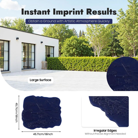 DIY Friendly Concrete Stamp Mat 18x18 Inch PU Texture Tool shown with seamless slate pattern and irregular edges.