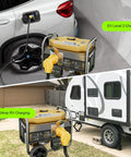 Heavy Duty Nema L14-30P To 14-50R RV Generator Adapter With 30 Amp Locking Plugs Plug And Go EV Power Converter connected to EV and RV.