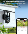 Heavy Duty Solar Security Camera With 4G LTE And Built In Sim Card For Outdoor Wireless Use, mounted on wall with solar panel.