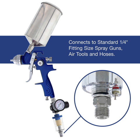 Mini Inline Air Filter Set Two Pack Water And Oil Separator with spray gun, 1/4 inch ports