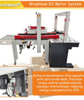 Automatic Carton Sealer And Strapper All In One Box Packing Station Adjustable 120 To 500Mm with brushless DC motor system.