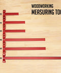 Pro Grade Woodworking Scriber T-Square Ruler 12in with various sizes on wooden surface