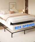 Heavy Duty King Size Box Spring And Mattress Base With Low 7 Inch Profile Solid Metal Frame in modern bedroom setting.
