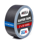 Gaffer Power matte black gaffer tape roll, 2 in x 30 yd, heavy-duty, made in USA.