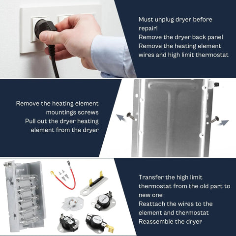 Installation guide for Dryer Heating Element Replacement For Roper And Whirlpool That Fits Like A Charm Easy Install 2406028 W10724237