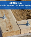 Heavy Duty 3/8 Inch By 5 Inch 304 Stainless Steel Wedge Anchors For Concrete And Cement, showcasing multiple surface finishes