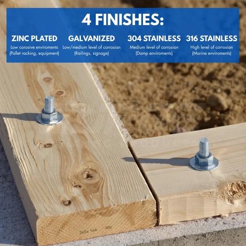 Heavy Duty 3/8 Inch By 5 Inch 304 Stainless Steel Wedge Anchors For Concrete And Cement, showcasing multiple surface finishes