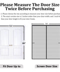 Diagram showing fit for Upgraded Magnetic Screen Door With Full Strip Magnets 74x81 Inch Fiberglass Heavy Duty Mesh against door dimensions.