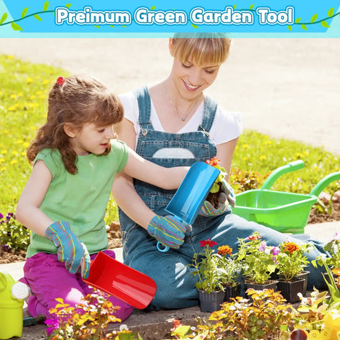 Woman and girl using Big 9 Inch Beach Sand Shovels Set For Kids And Adults, Tough Spade And Scoop Tools in garden