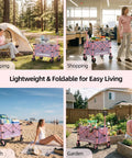 Lightweight Collapsible Wagon Cart for Grocery Camping and Sports with Easy Fold Design in camping, shopping, beach, garden scenes