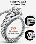 Close-up of One Eighth Inch Stainless Steel Cable Railing Kit with 7x7 structure showing 1/8" diameter wire.