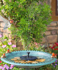 Solar Water Fountain For Bird Bath And Pond, Upgraded 6 Nozzles System, Free Standing Floating Solar Pump spraying water in garden
